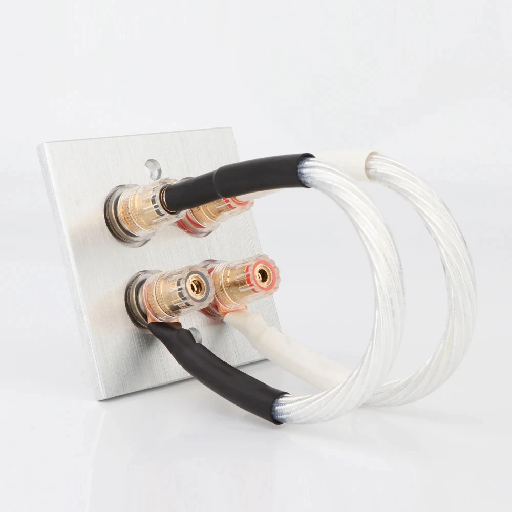 4 szt. Mostek/Przewód połączeniowy głośnikowy, srebrny mostek połączeniowy, kabel Y Spade do Y Spade, przewód połączeniowy głośnikowy