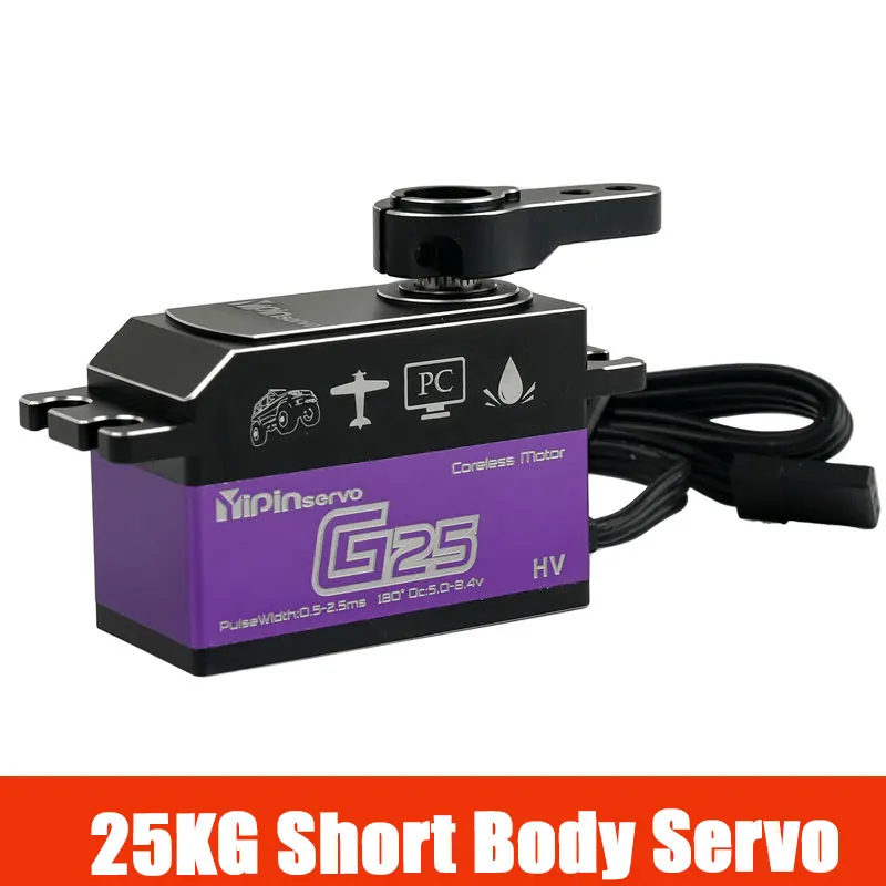 25KG Short Body Digital Servo High Torque Coreless Motor Full Metal Gear 180 Degree For RC Car Robot Airplane DIY Upgrade Parts