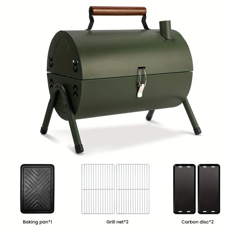 Custom.SUSTEAS Portable Charcoal Grill - Compact 16.54x11.42inch Double-Layered Design, Folds Flat Easy Storage & Transport,