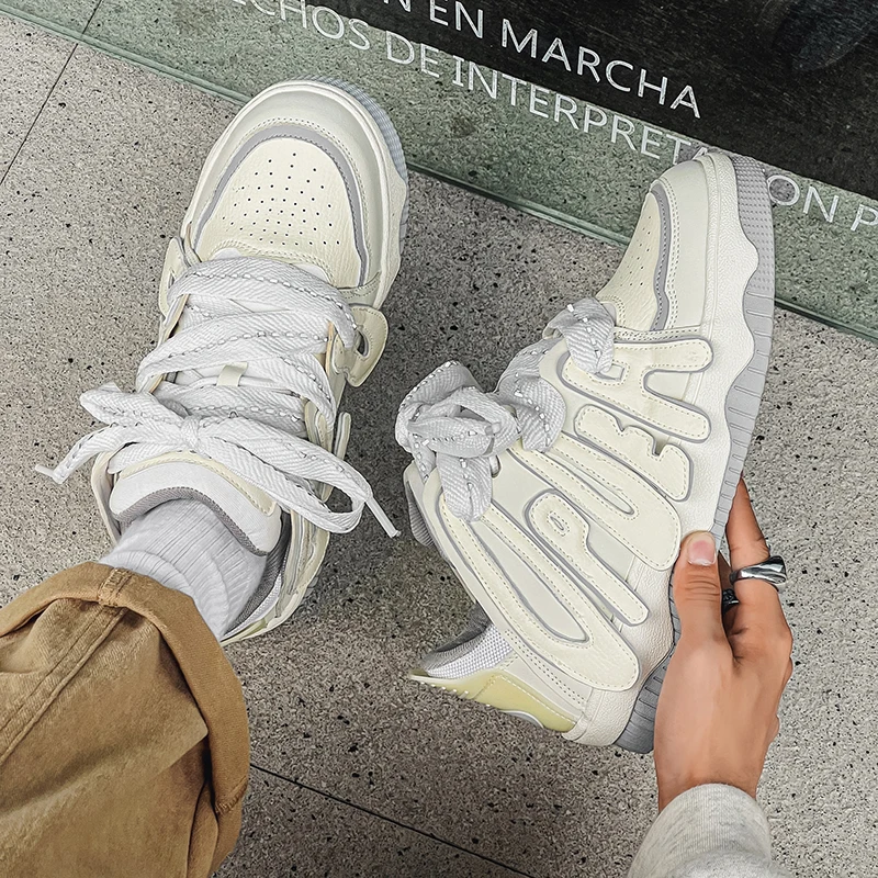 

​ 2025 Модные мужские туфли для скейтбординга — крутой уличный стиль, американский дизайн в стиле ретро, толстая подошва, повседневные и многофункциональные