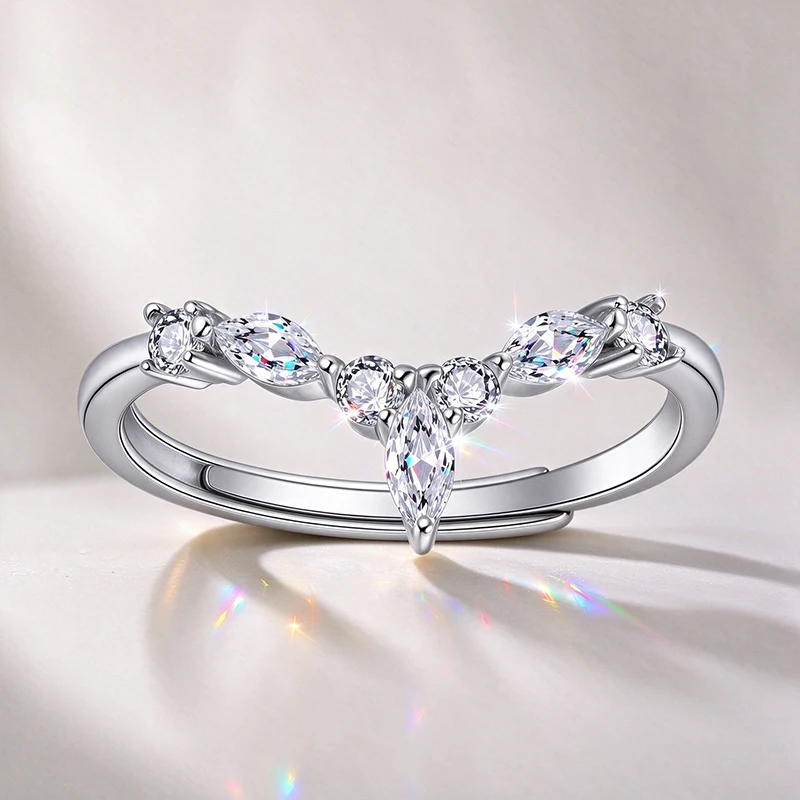 Neuer Modischer Marquise-Schliff Moissanit-Ring S925 Sterling Silber mit GRA-Zertifikat D VVS1 3EX Verstellbare Größe Hochzeits- und Partygeschenk – Detail 7