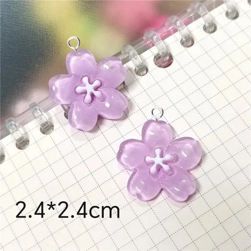 10pcs Japan Cherry Blossom Sakura Charms Resin Clear Flowers Pendant Flatback Keychain DIY Jewelry Making Findings