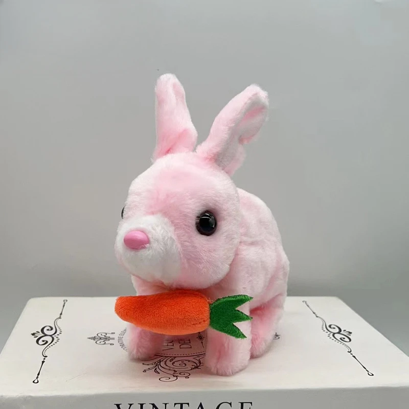 1pcs Cute Cartoon Rabbit Electric Radish Rabbit Simulation Pet Children's Home Play Girl Pet Stuffed Animals Kids Toys