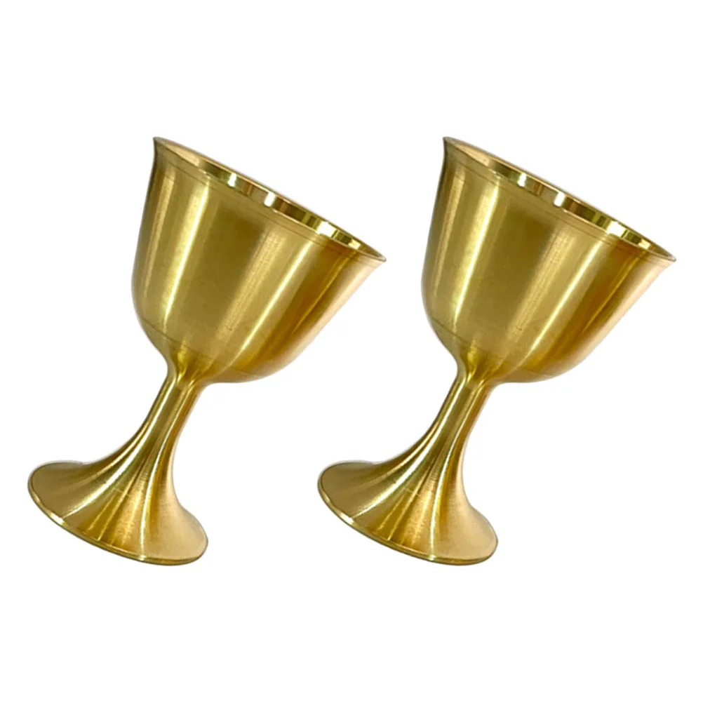 

2 Pcs Chalice Goblet Brass Glass Martini Glasses Decorative Copper Cup Decorate Delicate Offering Golden