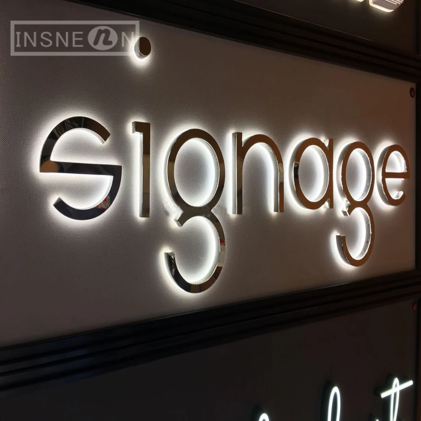 Custom Metal LED Sign Stainless Steel Luminous Lettering Outside Indoor Company Store Logo Wall Decor Illuminated Light Signage