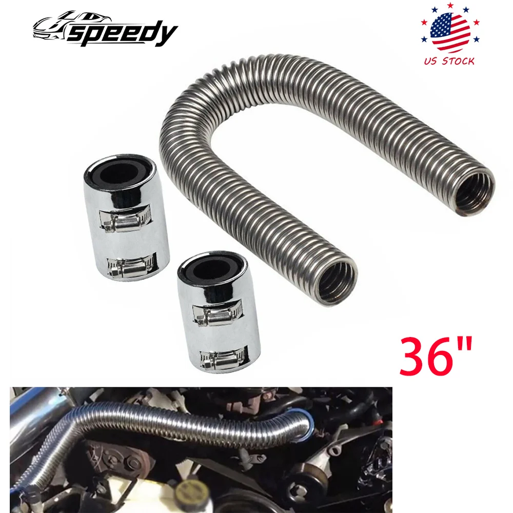 36'' Universele roestvrijstalen radiator Flexibele koelvloeistofwaterslangset met doppen WP-1002-36-2-S