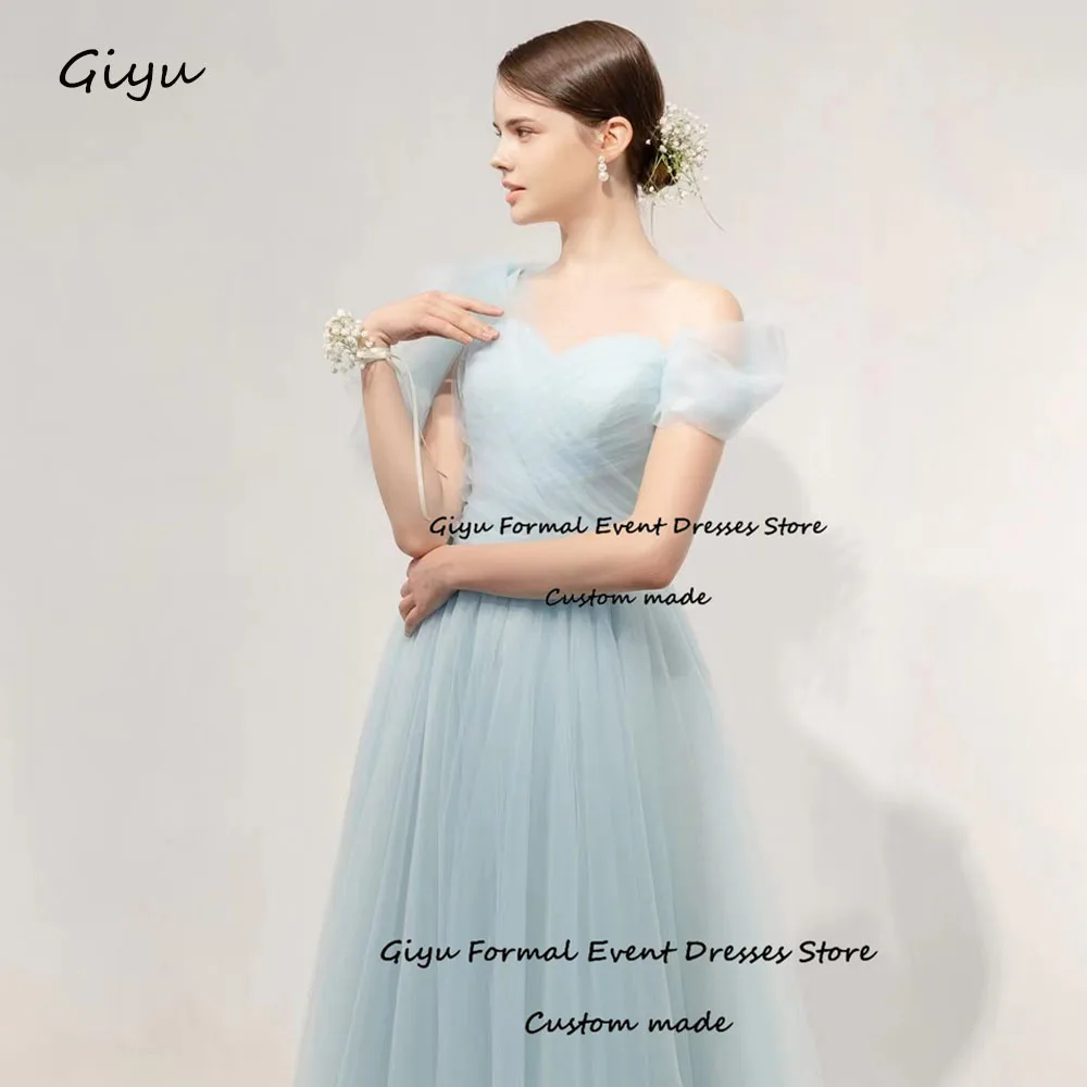 

Giyu Fairy Light Blue Korea Wedding Dress Photo Shoot Tulle A-line Floor-Length Evening Gown Dress 웨딩드레스 Birthday Party Dress