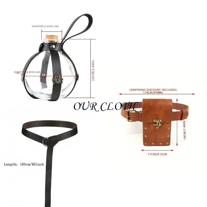 Kostium renesansowy dla mężczyzn Średniowieczny zestaw akcesoriów kostiumowych Wikingów na Halloween Y1AC