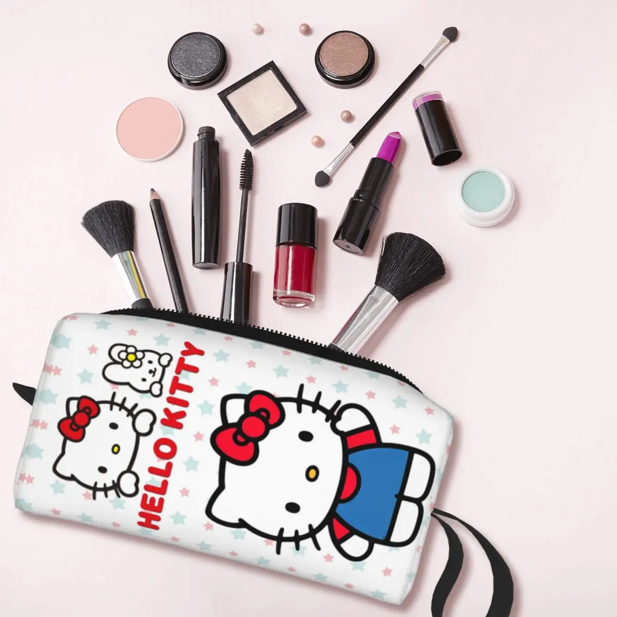 Cartoon Cute Hello Kitty Cosmetic Bag for Women Makeup Bags HelloKitty Travel Water Resistant Toiletry Bag Organizer Storage Bag