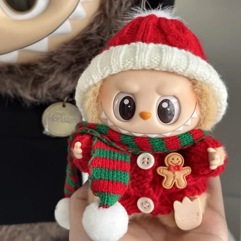 

15/17cm Labubu I II Idol Dolls Clothes Bell Shawl Outfit Christmas Cape Snowman Deer Korea Kpop Exo Clothing Plush Doll Clothes