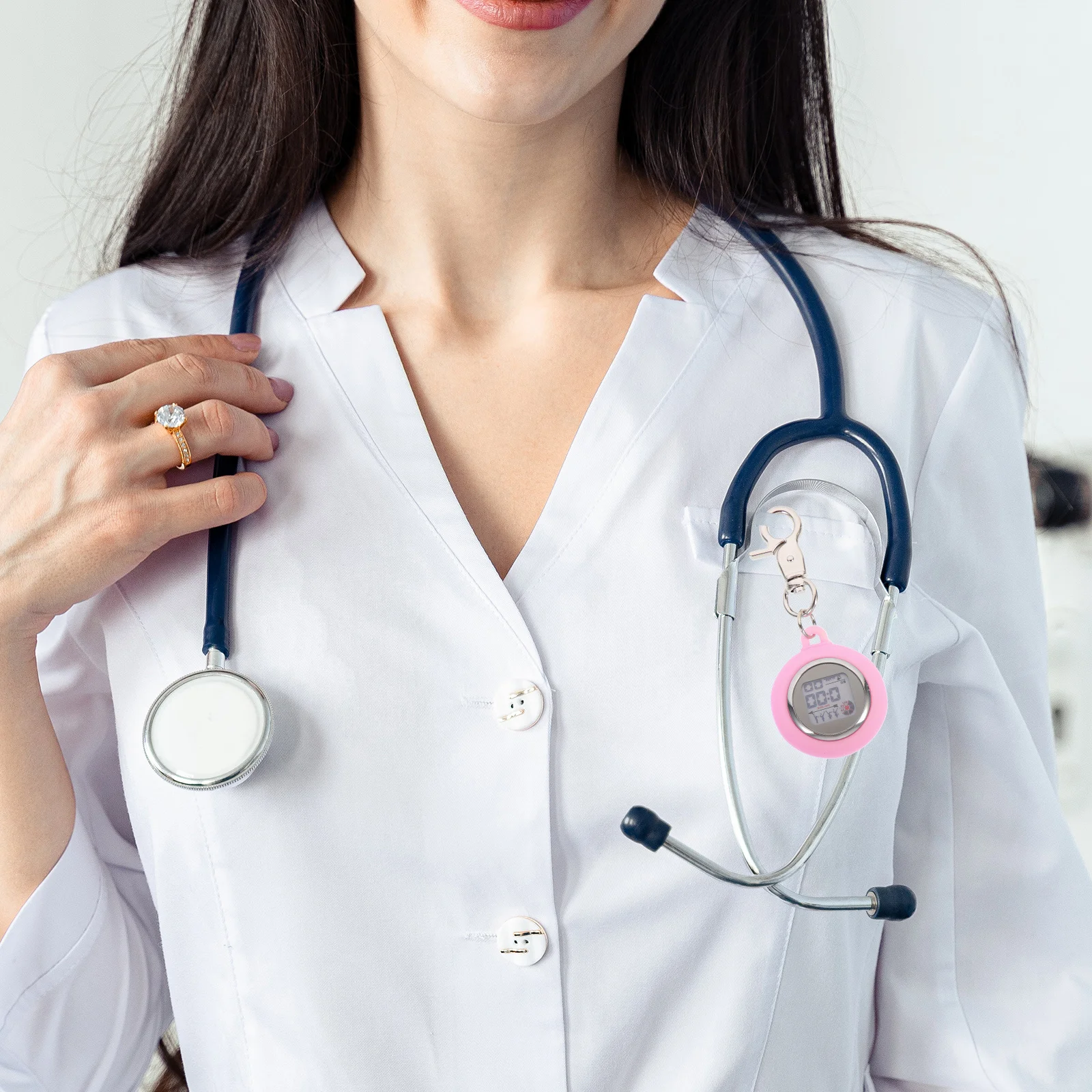 ساعة ممرضة رقمية مضيئة سبيكة ساعة جيب خمر كليب على قلادة المفاتيح الرجعية مقاوم للماء للنساء الرجال #3