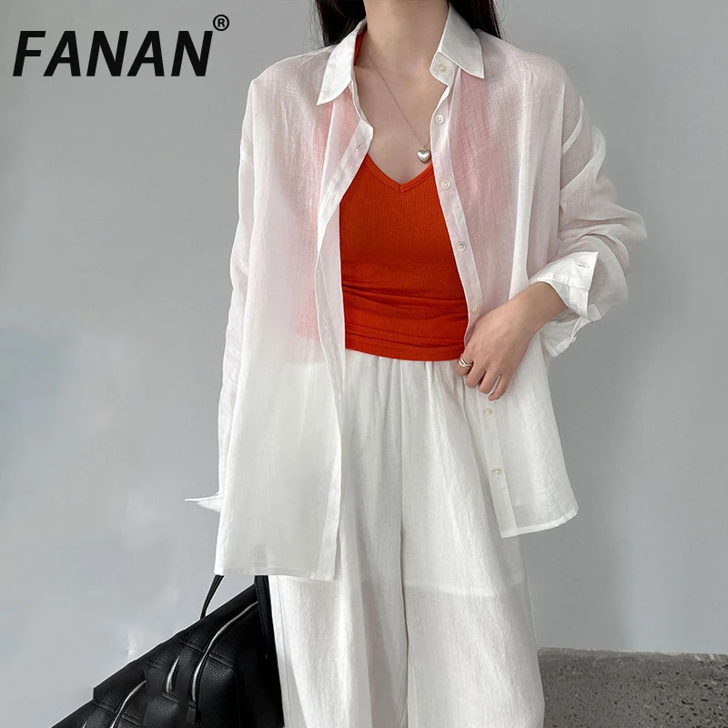 

Женская блузка FANAN из зеленого льна, тонкая, элегантная, больших размеров, с отложным воротником, длинным рукавом, модная, весна-осень 2026