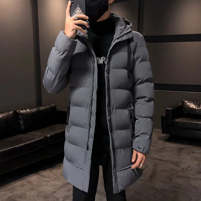 Parka invernale da uomo di media lunghezza Parka giacca a vento calda spessa lunga moda uomo collo di pelliccia Parka termico imbottito abbigliamento uomo