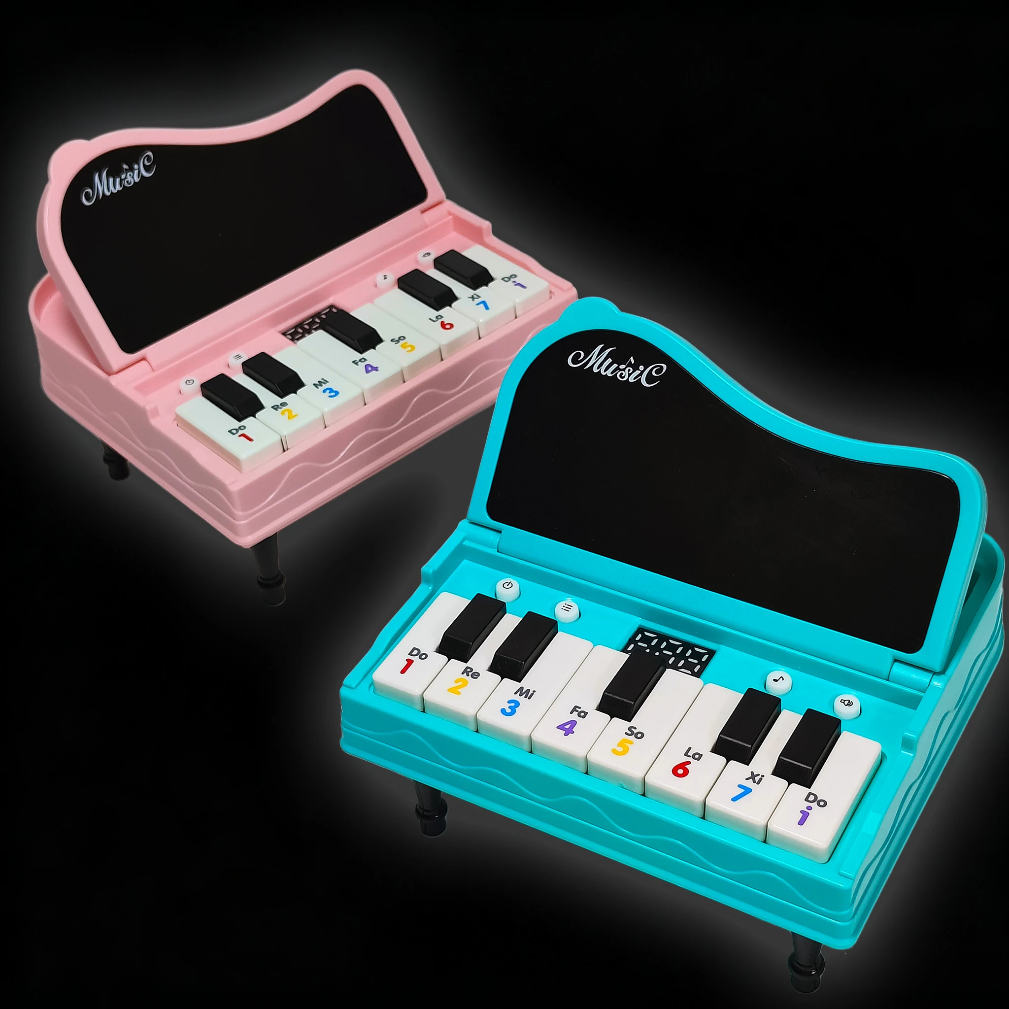 بيانو محمول بحجم راحة اليد، خياران من الألوان، سبعة أوضاع، حجم قابل للتعديل، تأثيرات الصوت والضوء هدية مناسبة