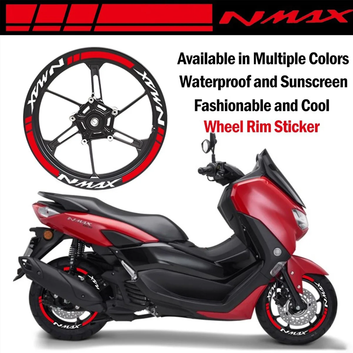 NMAX Motorcycle Wheel Hub Stickers Motor Bike Accessories Scooter Rim Strips Reflective Decal for Yamaha Nmax 125 155 160