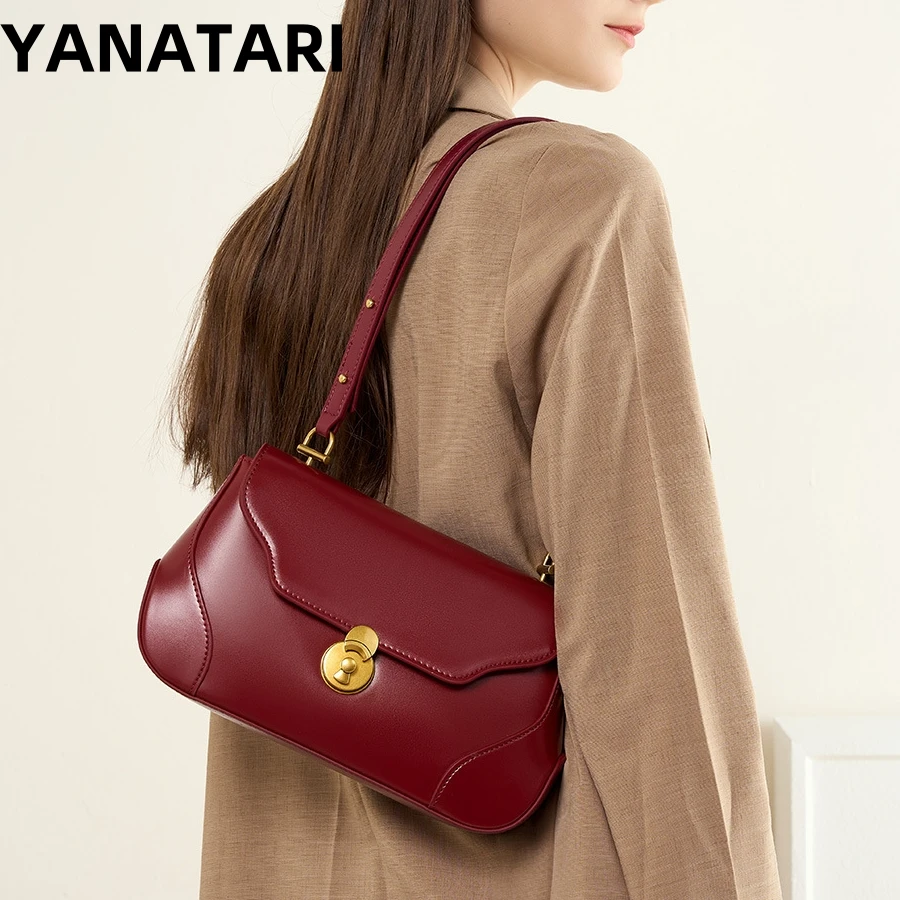 YANATARI underarm cowhide Genuine leather handbags women vintage shoulder bag female luxury bags womens high quality 2024