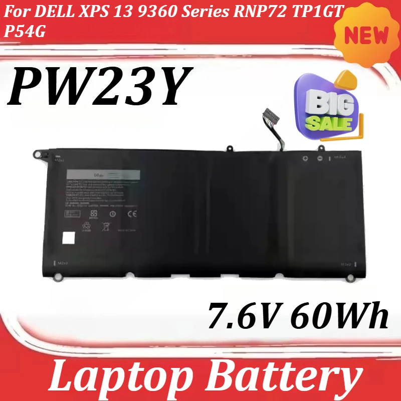 

7.6V 60Wh PW23Y Laptop Battery For DELL XPS 13 9360 Series RNP72 TP1GT P54G