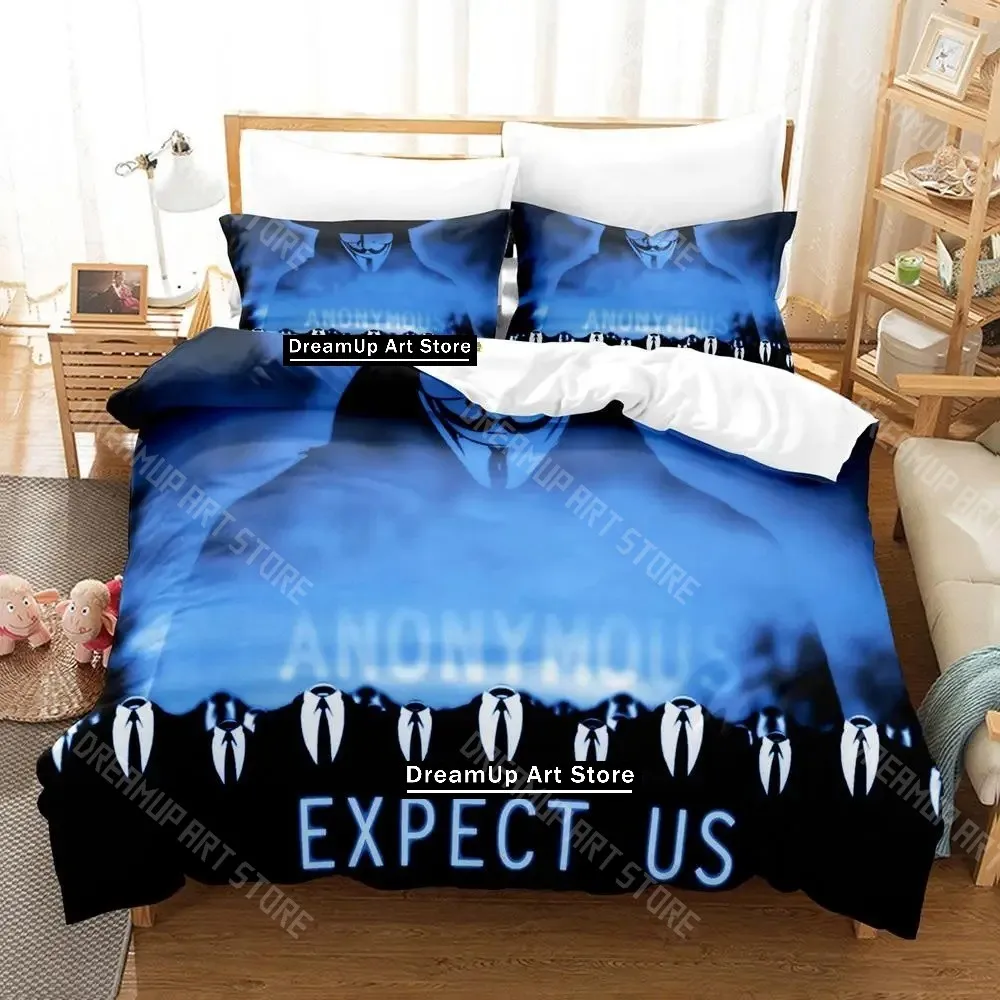 3D Printed Technology Anonymous Bedding Set for Boys Girls Duvet Cover Twin Queen King Full Single Double Sizes