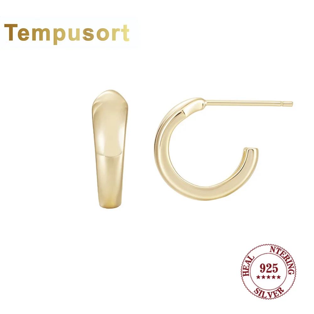 

Серьги-гвоздики Tempusort из стерлингового серебра 925 пробы с полукруглой дугой для женщин, модные повседневные очаровательные ювелирные изделия, аксессуары для ушей, подарок