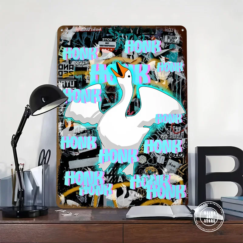 Honk Street Art Personalized 3D Textured Metal Poster Wall Art Tinplate Sign for Vintage Decor Room Apartment Decoration At Home
