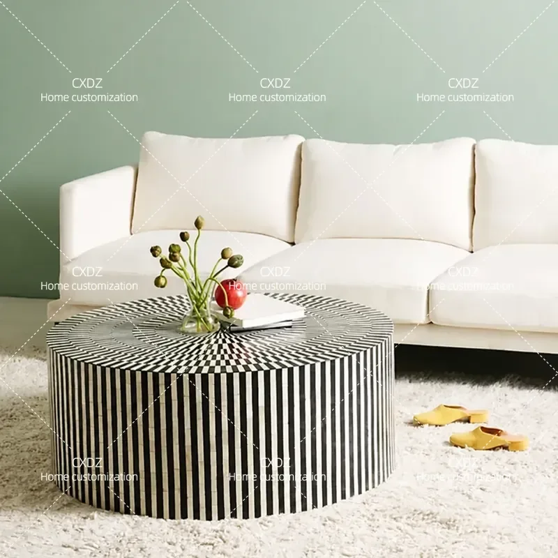 American Hand Painted Personalized Coffee Table Nordic Neoclassical Solid Wood Square Retro Living Room Furniture