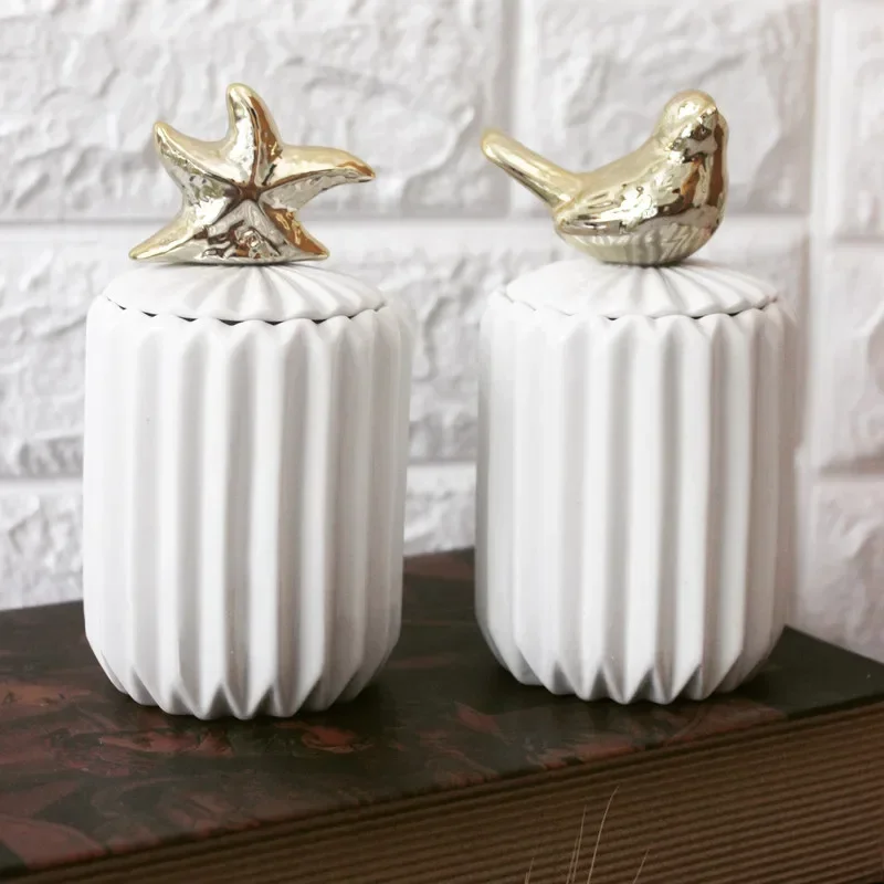 Golden Animals ceramic jewelry boxes Wedding Ring Trinket Box Toothpick Holder Earring Jewelry Storage Box Cotton swab boxs Gift