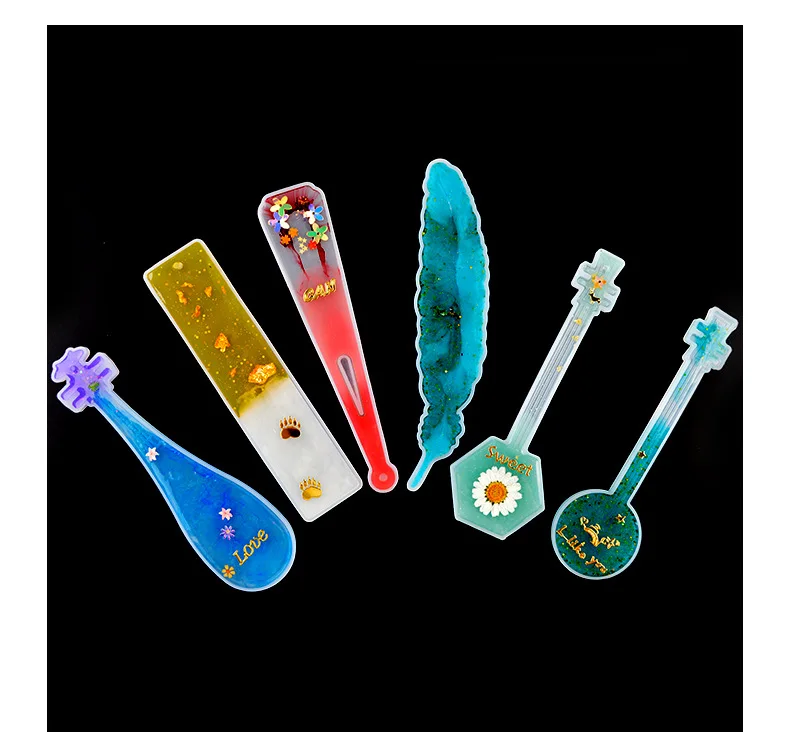 1PCS Pick Rectangle Feather Instrument Silicone Bookmark Resin Mold DIY Making Epoxy Resin Jewelry DIY Craft Transparent Mold