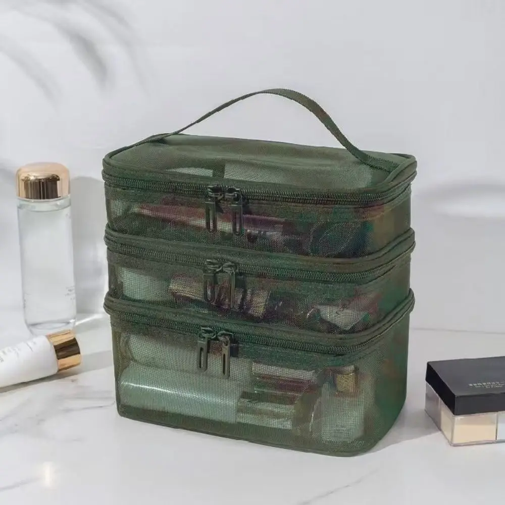 Transparent Mesh Travel Cosmetic Bag Large Capacity 2/3 layer Makeup Organizer Bag Storage Toiletry Bag Cosmetic Storage