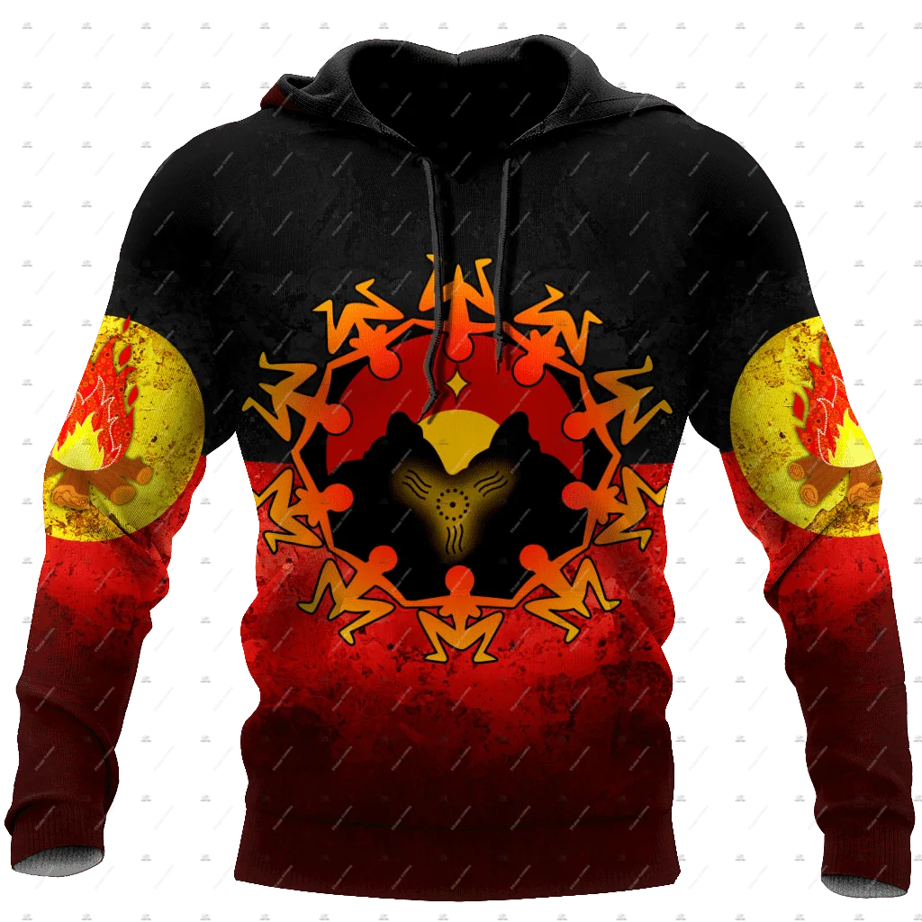 Custom Name Australia kangaroo Aborigine Retro Indigenous Tattoo Vintage 3DPrint Pullover Harajuku Casual Hoodies Zip Jacket Q21