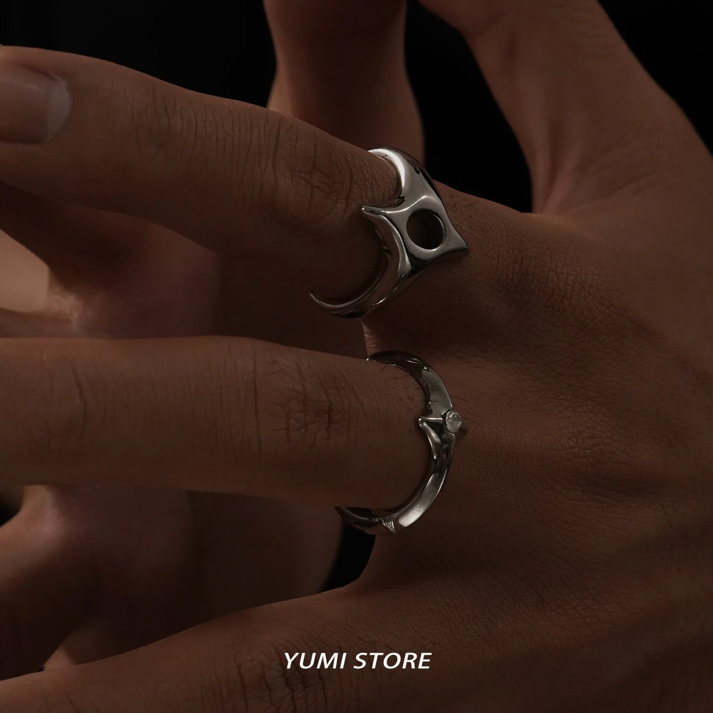 Titanium Steel Star Ring Unisex Statement Geometric Sculptural Hip Hop Cool Minimalist Streetwear Jewelry 2 Styles Optional