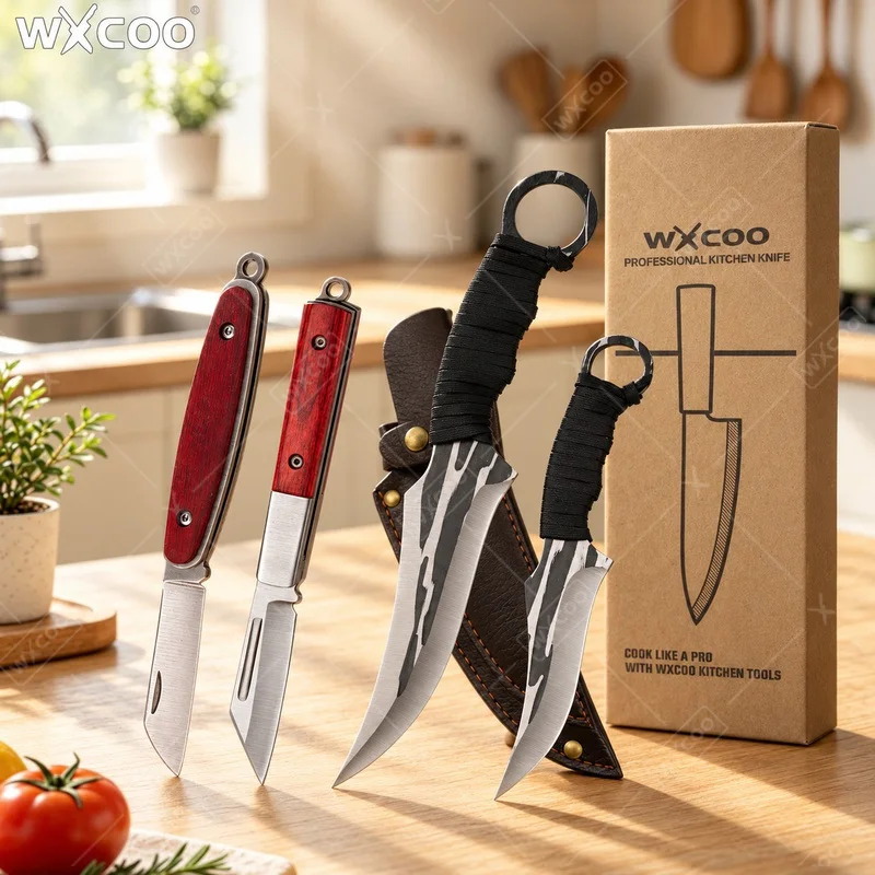 WXCOO Forged Stainless Steel Kitchen Knife with Sheath Cut Effortlessly Through Meats Fruit Vegetable Meat Cleaver Boning Knife