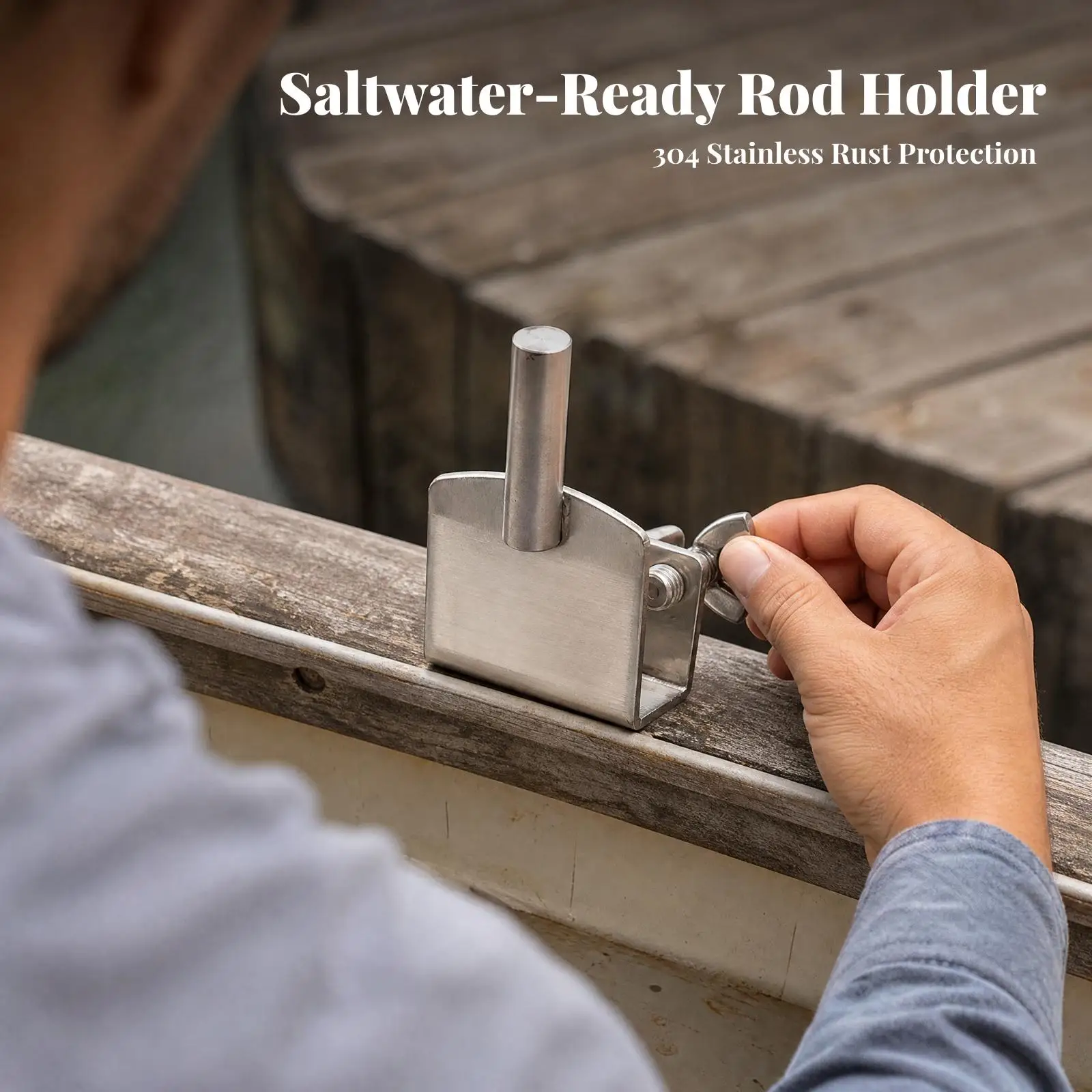 Universal Swivel Fishing Rod Holder Marine Stainless Steel Adjustable Bracket for Boat Kayak Canoe Side Rail Mount Locking Angle