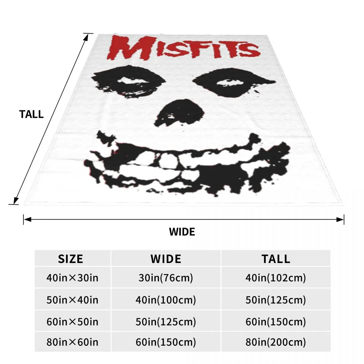 Misfits Skull Blanket Coral Fleece Plush Decoration Punk Rock Band Relax Thin Throw Blankets for Home Outdoor Plush Thin Quilt