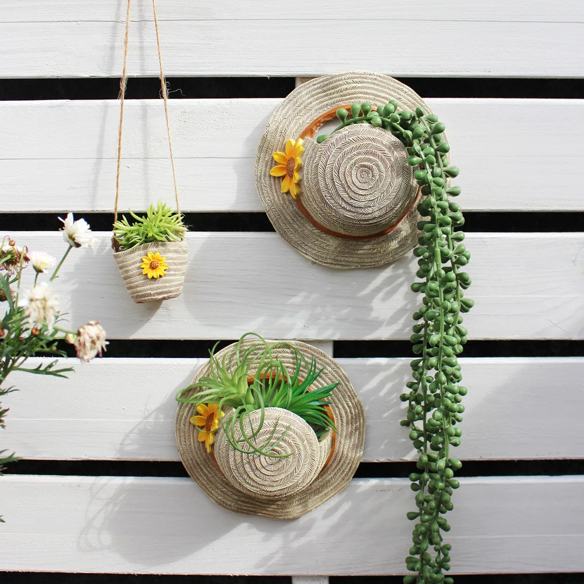 

‌Handmade Burlap Hanging Baskets - Rustic Kitchen Wall Decor