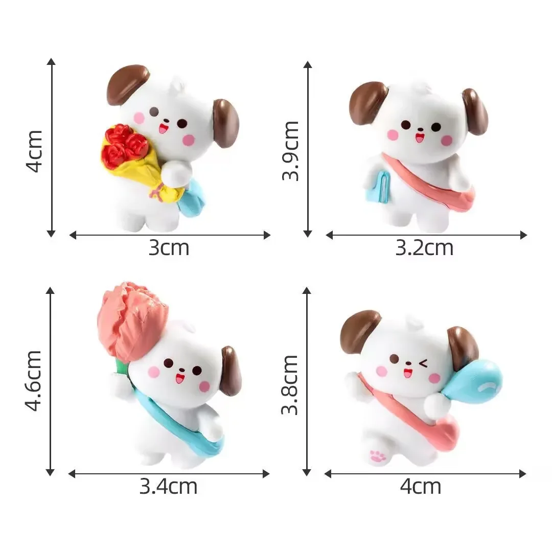 4Pcs/Set Cartoon Figure Dog Puppy Animal Doll Micro-landscape Gardening Decoration Desktop Ornaments 2-4CM