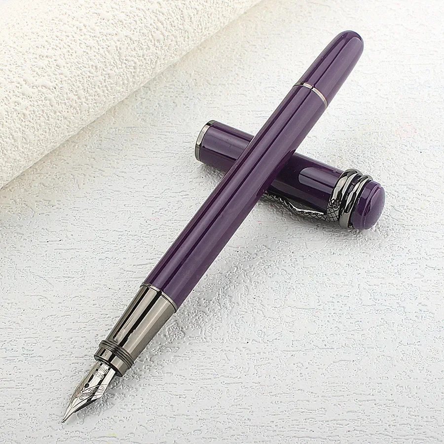 Luxury Metal Purple Metal Fountain Pen Fine 0.5mm Grey Clip Business Office Student Writing Ink Pen