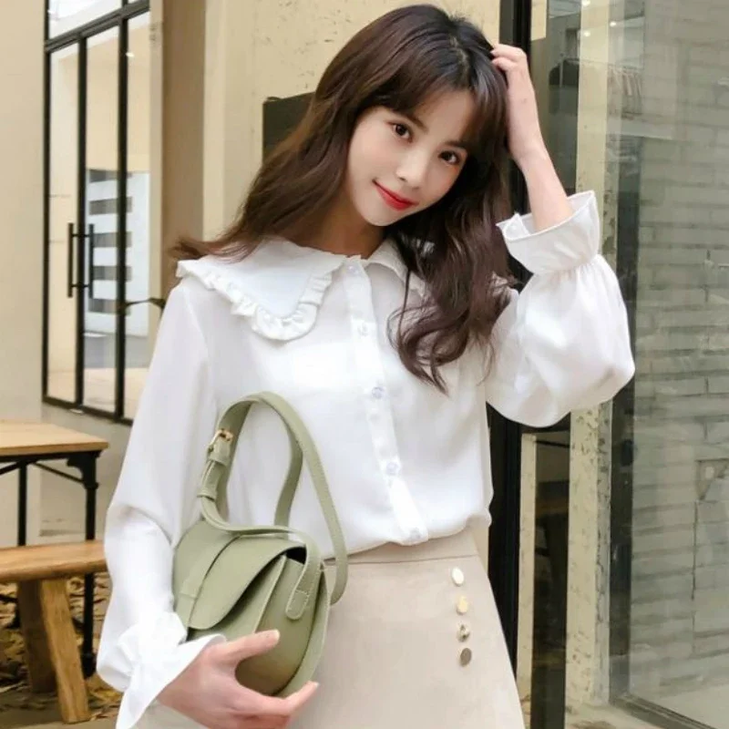 Shirts Women Pure Fresh Simple Leisure Popular Sweet Girls Spring New Arrival Kawaii Blouses Holiday Female Clothes Preppy Style