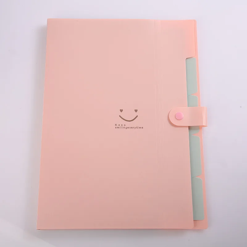 Smiley Pp Folder A4 Information Book Spot Five Grid Smile File Bag Purple Button view 6
