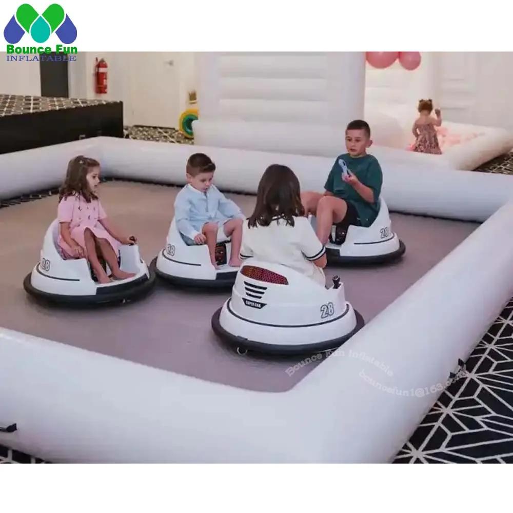 New Pvc White Black Mini Inflatable Bumper Car Arena Airtight Kid Hire Party Go Kart Race Track For Outdoor Party Event Rental