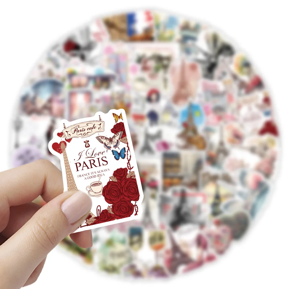

10/54PCS Paris City Landscape Creative Graffiti Stickers for Refrigerator Skateboard Motorcycle Helmet Decoration Toy Stickers