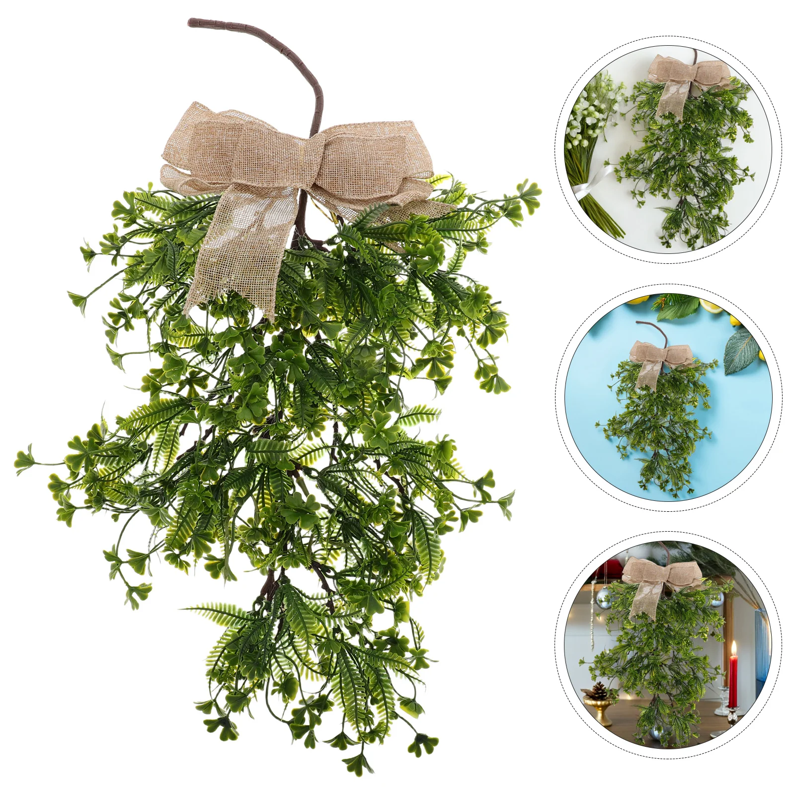 

s Four Leaf Wall Hanging Green Plant Vines Leaves Decor Realistic Simulation Trailing Plants Indoor Greenery Stems