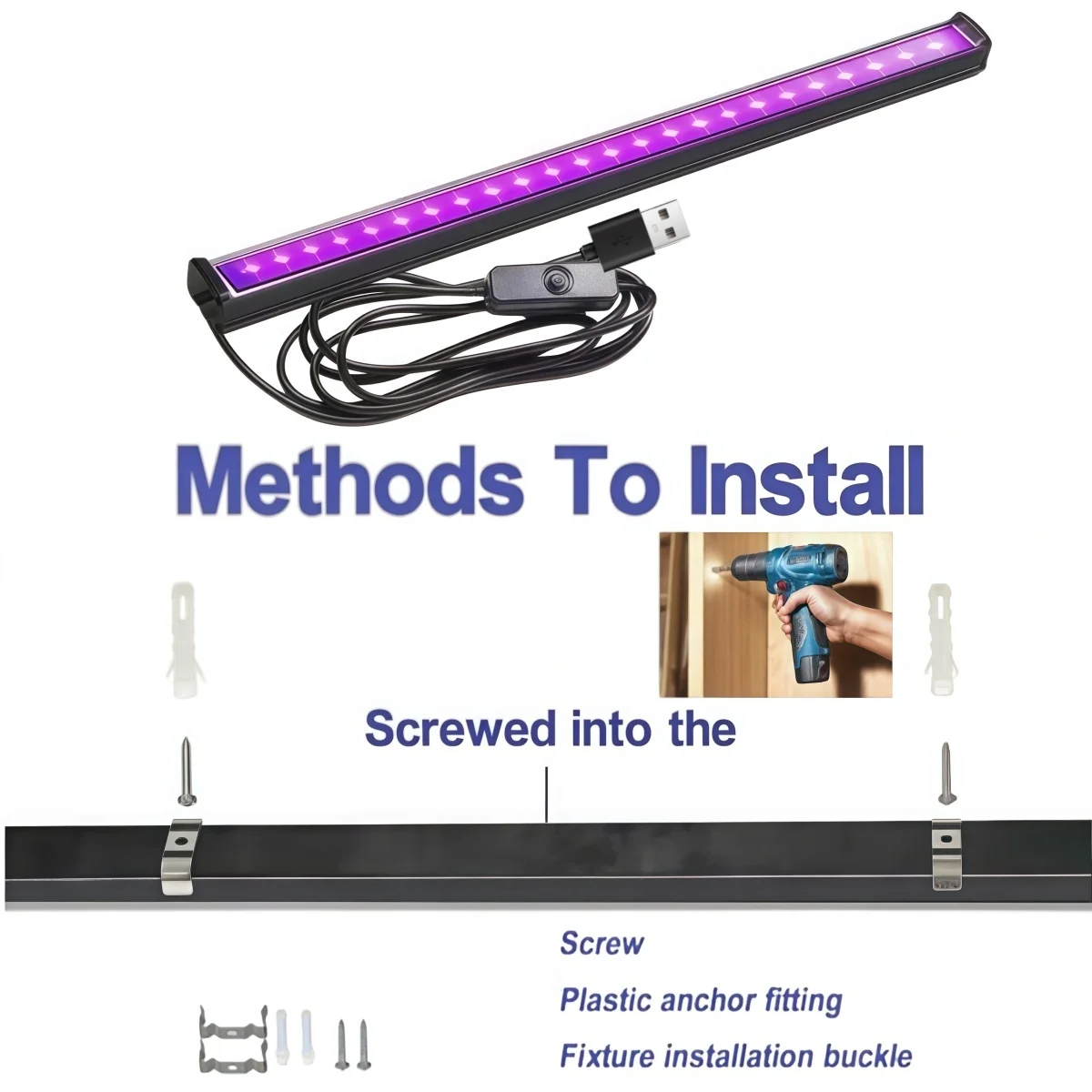Halloween and Blacklight High Quality USB UV Light Tube for Blacklight Poster UV Art Bedroom Ultraviolet Light for