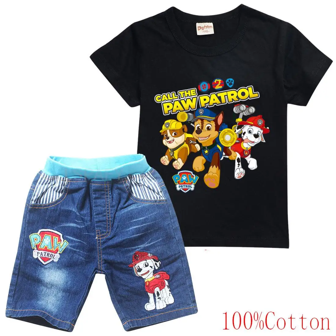 Summer Baby Boy Clothes Cartoon PAW PATROL Kid Girl Children Top Tee Short Sleeve T Shirt+Short 2Pcs Set