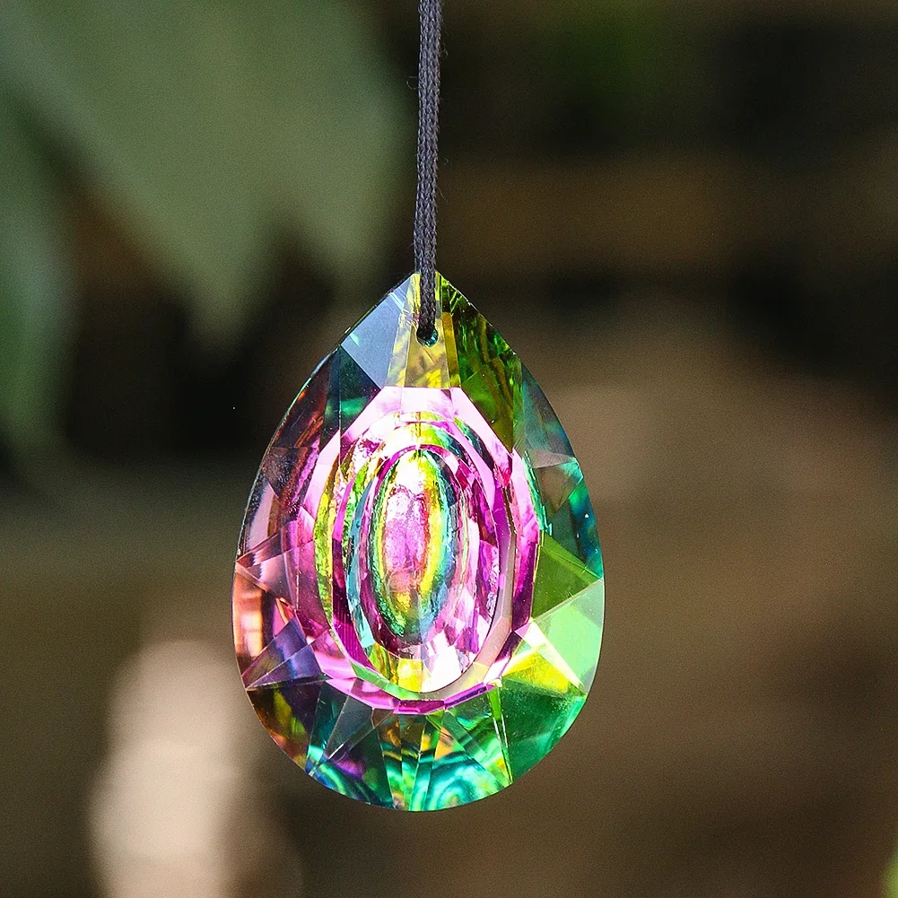 

50mm Aurora Crystal Prisms Hanging Suncatcher for Windows Chandelier Replacement Pendant Faceted Glass Drop Rainbow Maker Decor
