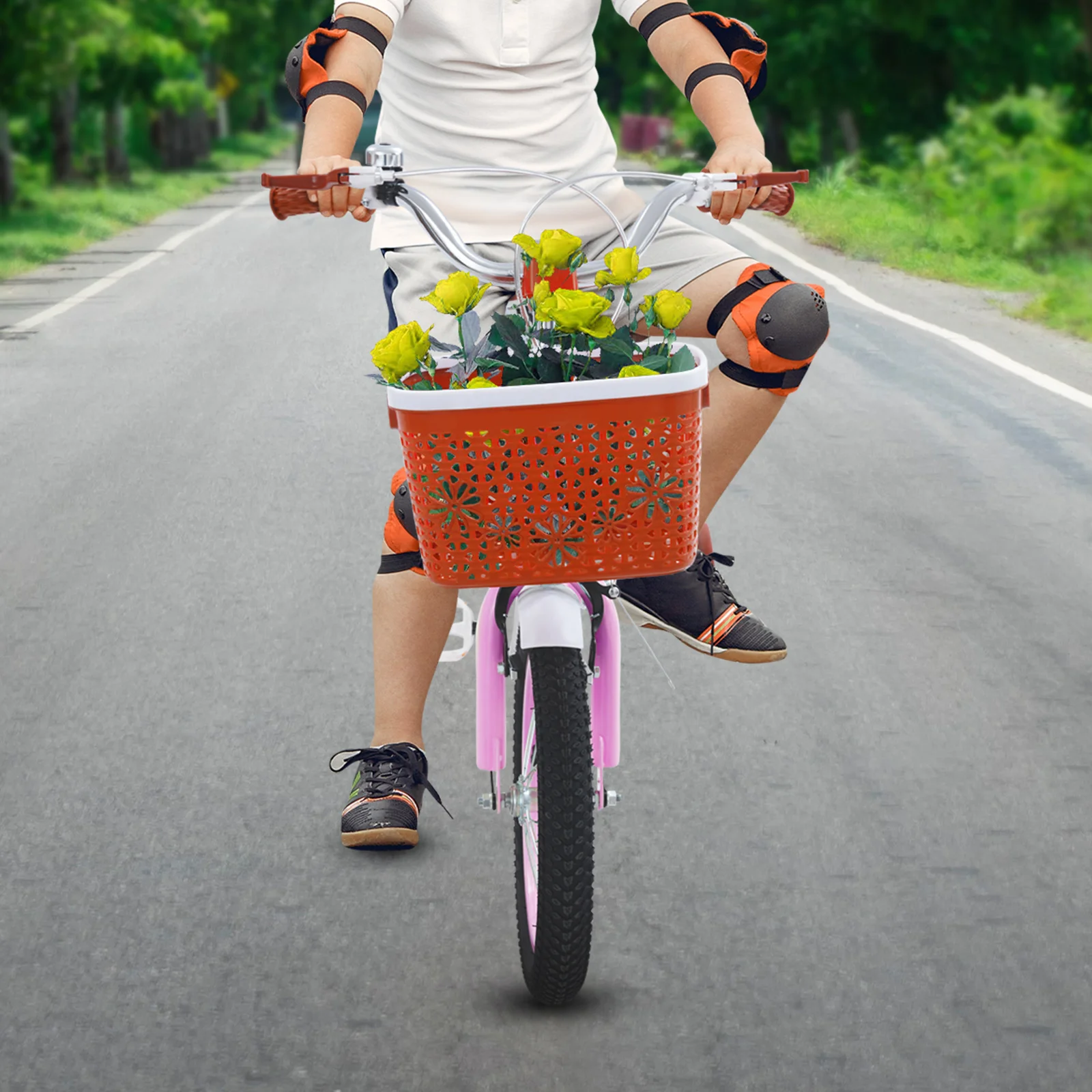 دراجة أطفال مقاس 14 بوصة، ارتفاع قابل للتعديل، دراجة خارجية للأطفال مع عجلات تدريب وسلة للأولاد/الفتيات بعمر 3-7 سنوات #2