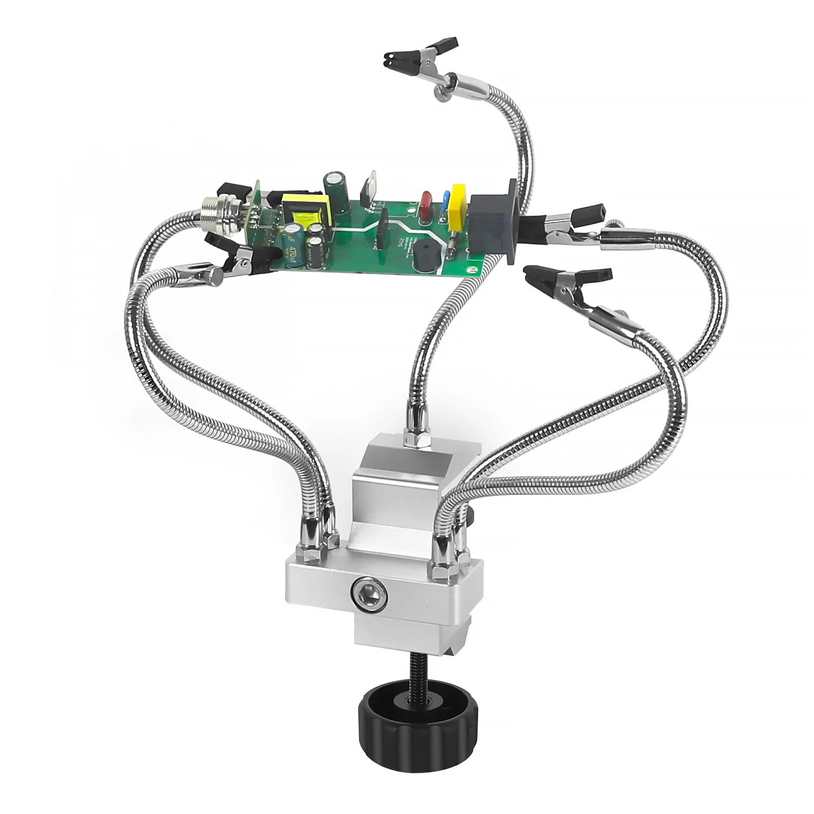 Helping Hands Soldering Tool with 5 Metal Flexible Arms Table Clip PCB Holder Welding Third Hand for Soldering Assembly Repair