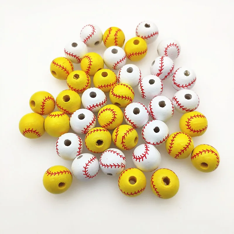 New Arrival! 16mm 100pcs Environmental Paint Round Baseball Wood Beads For Handmade Bracelet/Necklace DIY Parts.Jewelry Findings