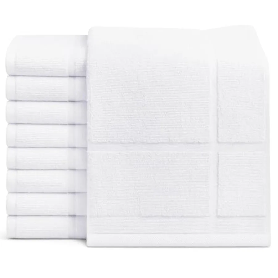 

White Bath Mat Towels 20x30 Inch Not a Bathroom Rug - Cotton Blend Washable Economy Hotel Bath Mats