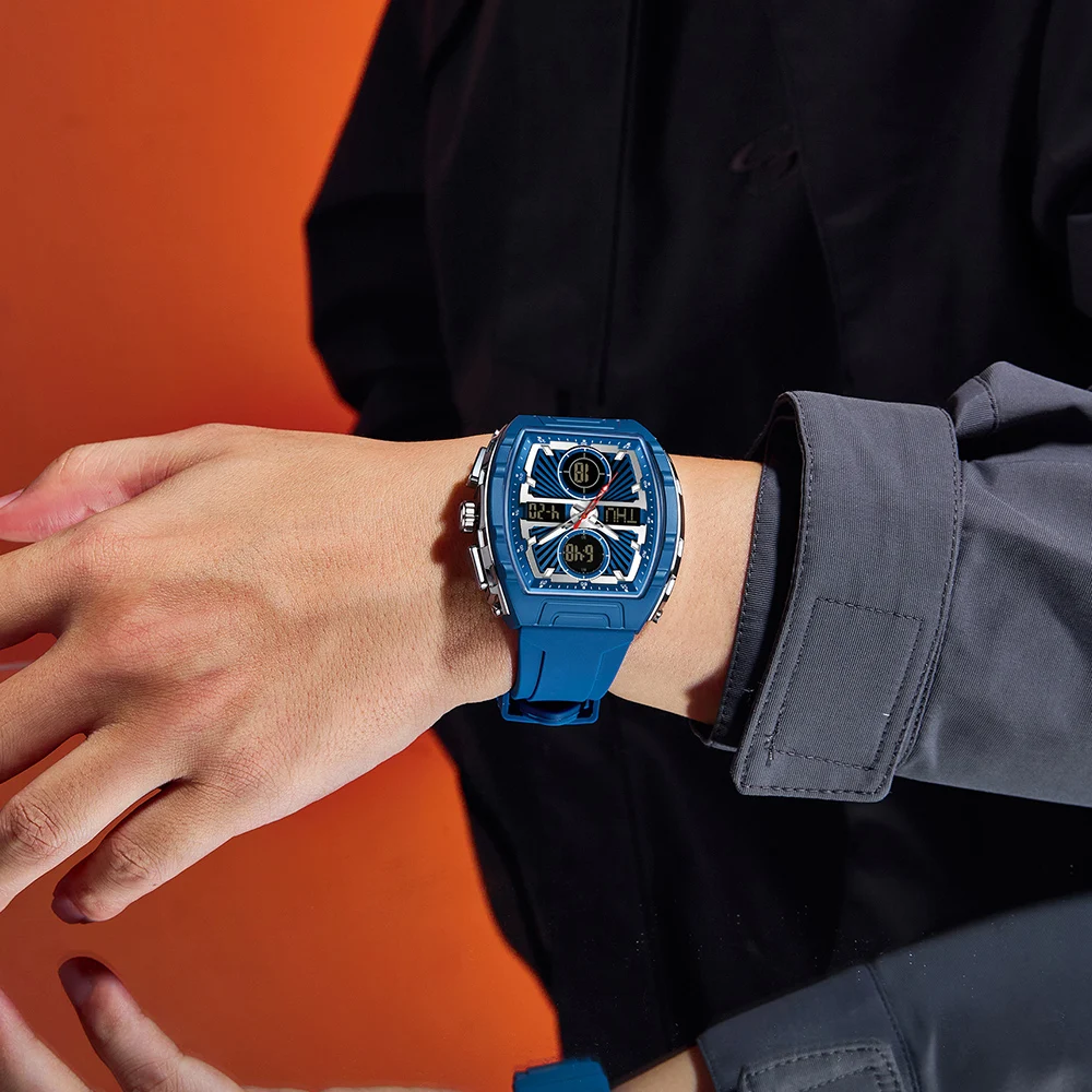 SANDA العلامة التجارية المزدوج عرض ساعة اليد الرجال الرقمية مقاوم للماء ساعة مضيئة للرجل موضة الرياضة ساعة تنبيه الساعات الذكور #6