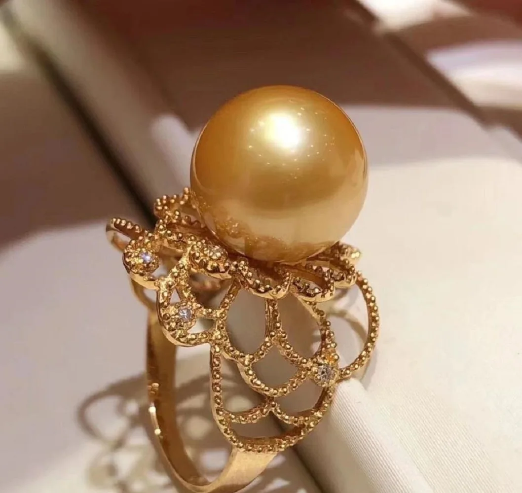 

Gorgeous and exquisite AAA9-10mm10-11mm11-12mm natural South Sea round gold pearl ring 925s